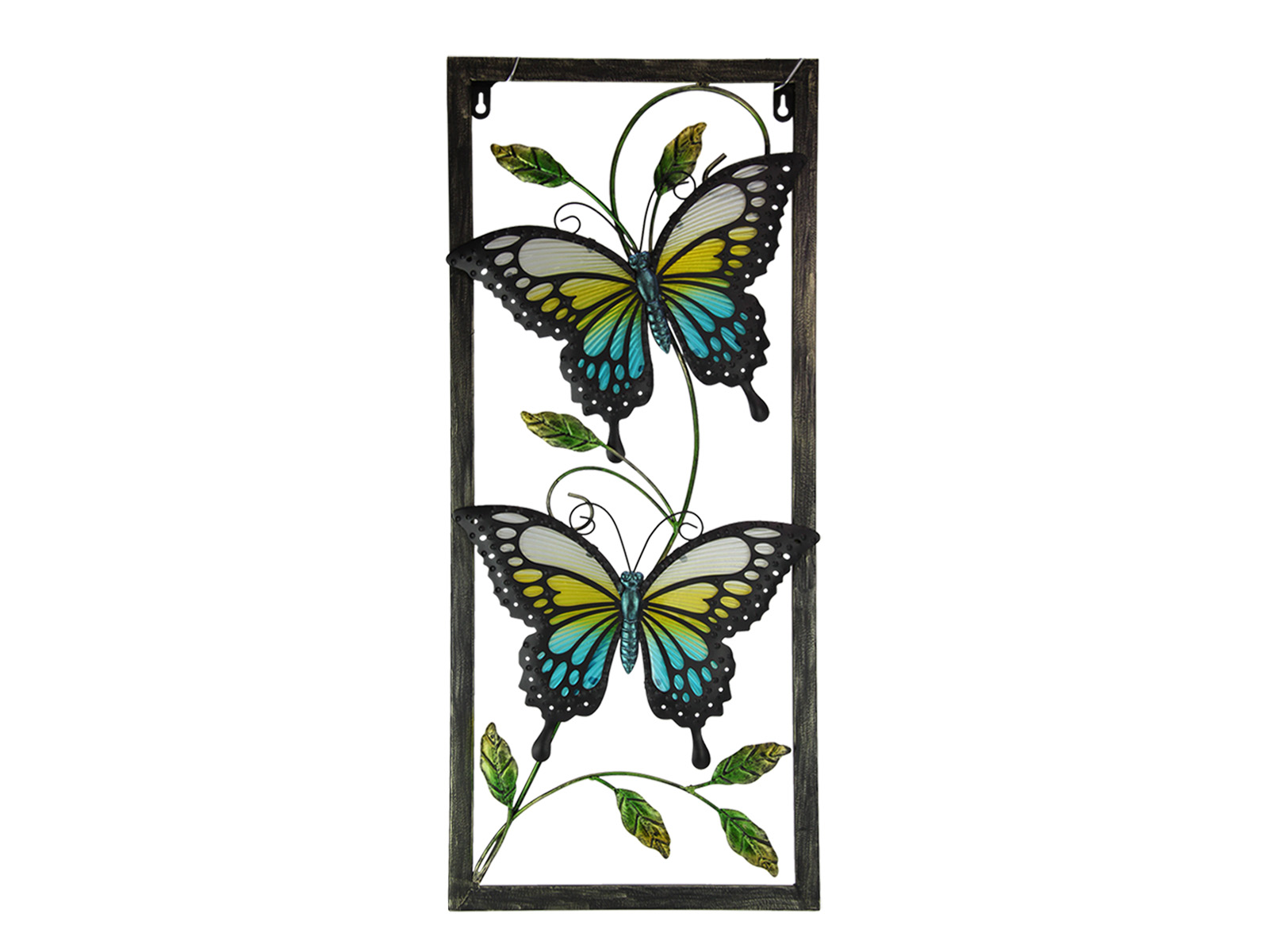 Metal & Glass Twin Butterfly Framed Wall Art (Large)